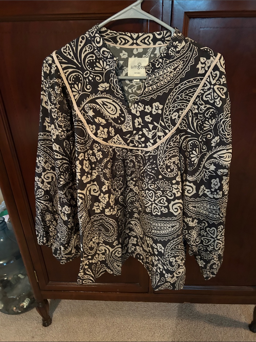 Umgee black and beige Printed Tunic Top